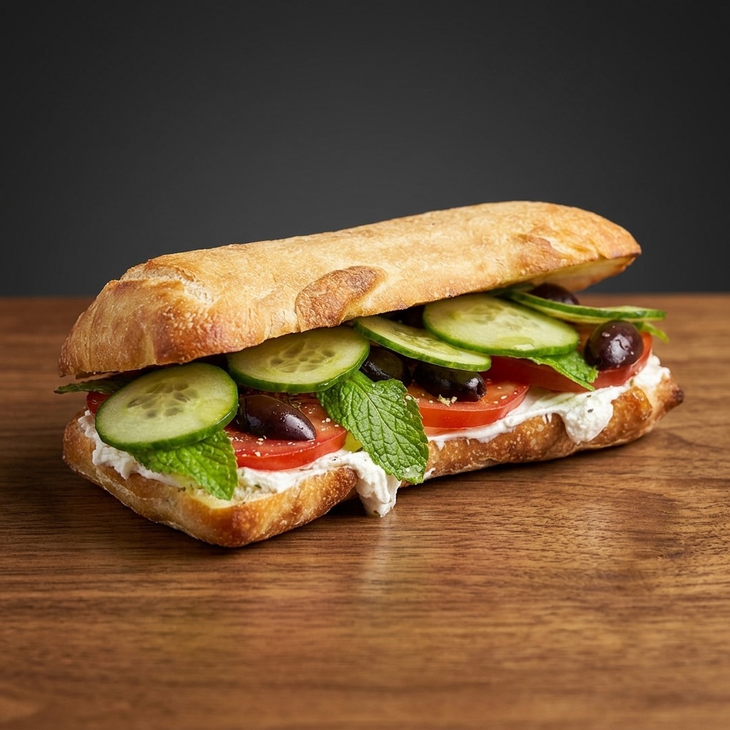 Labneh with Veggies Sandwich