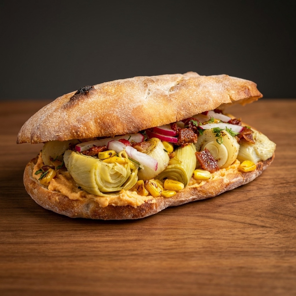 Spicy Harissa Hummus Sandwich