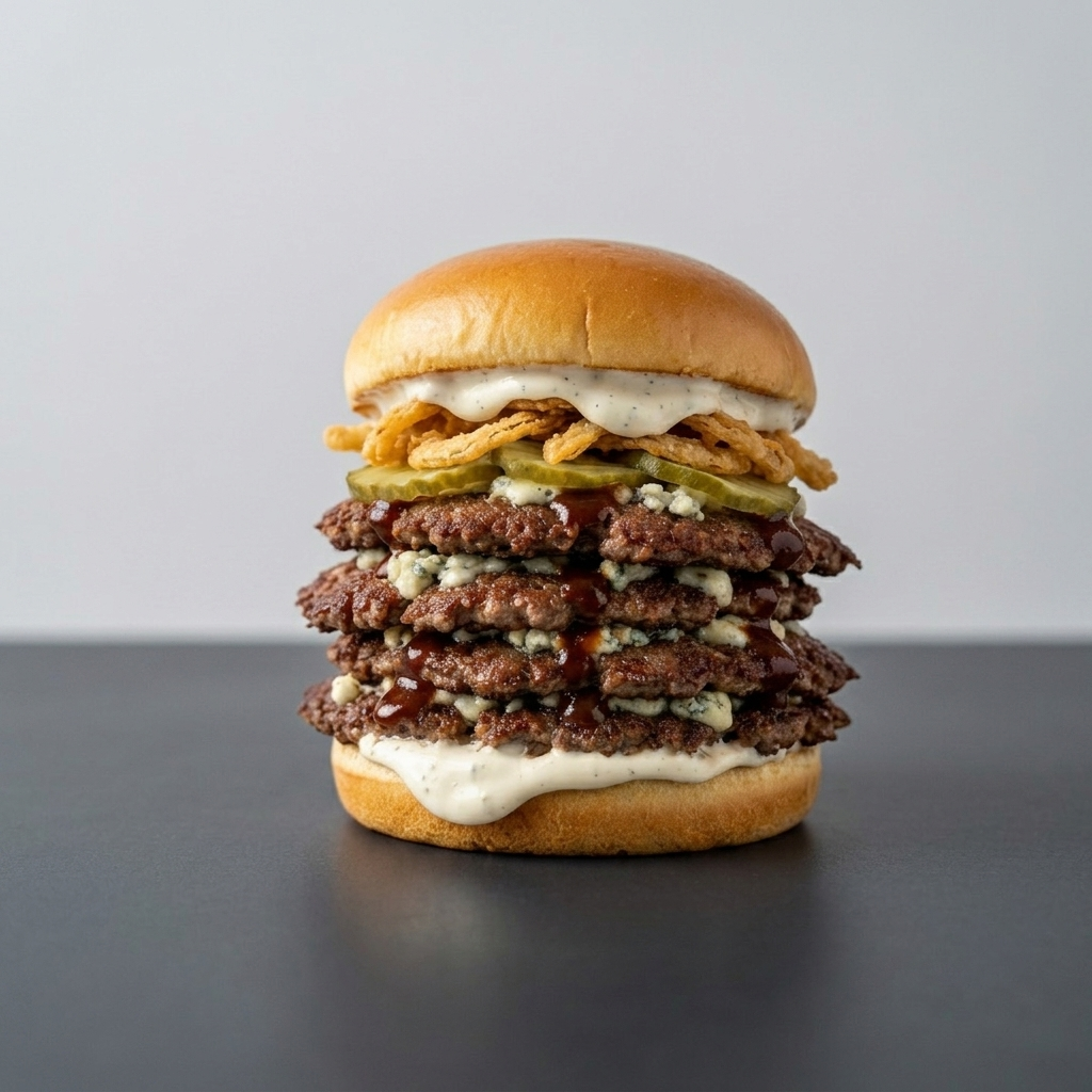 Quadruple BBQ Blue Cheese Smash