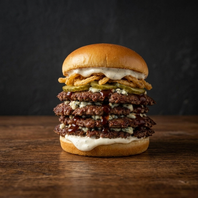 Quadruple Wagyu BBQ Blue Cheese Smash