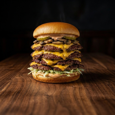 Quadruple Wagyu Mushroom Smash