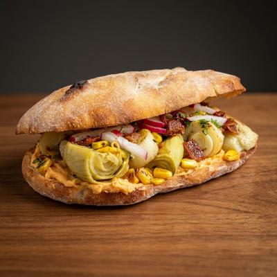 Spicy Harissa Hummus Sandwich