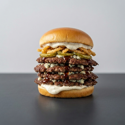 Quadruple BBQ Blue Cheese Smash