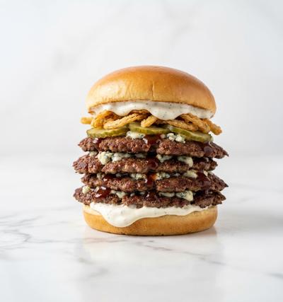 Quadruple BBQ Blue Cheese Smash